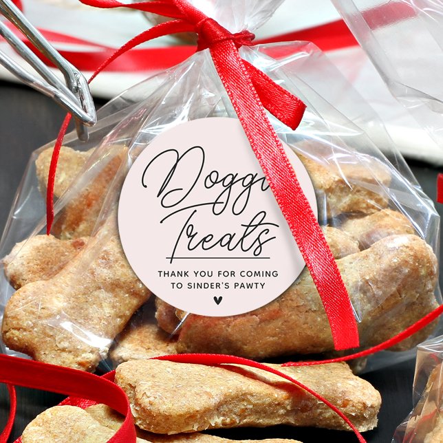 Modern Doggie Treats Thank You Pawty Classic Round Sticker (Modern Doggie Treats Thank You Pawty Classic Round Sticker)