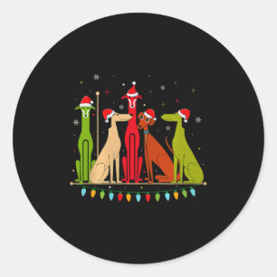 Modern Dogs 60s 70s 80s Style Funny Dogs Christmas Classic Round Sticker