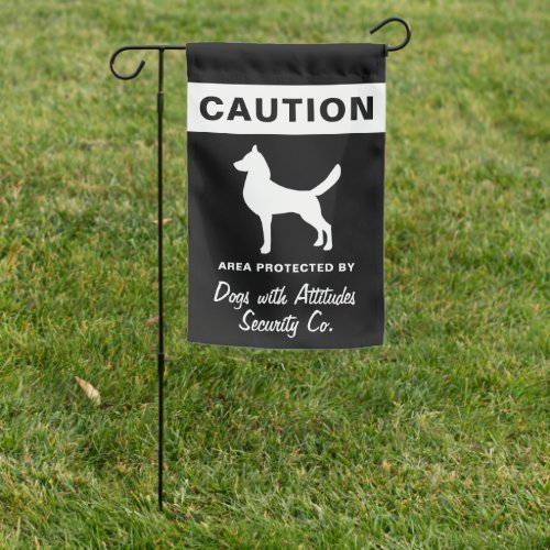 Modern Dogs with Attitudes Caution Warning Black Garden Flag
