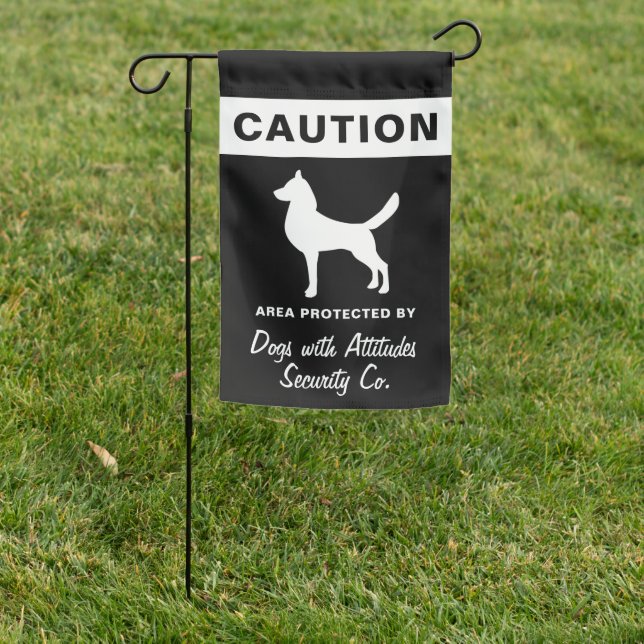Modern Dogs with Attitudes Caution Warning Black Garden Flag (In SItu)