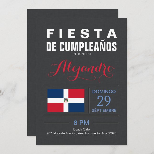 Modern: Dominican Republic Party Invitation (Front/Back)