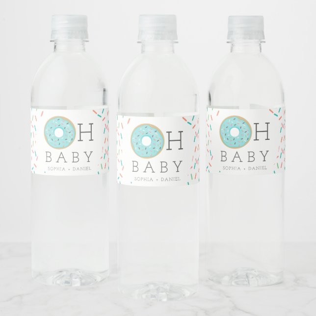 Modern Donut Baby Shower Water Bottle Labels (Bottles)