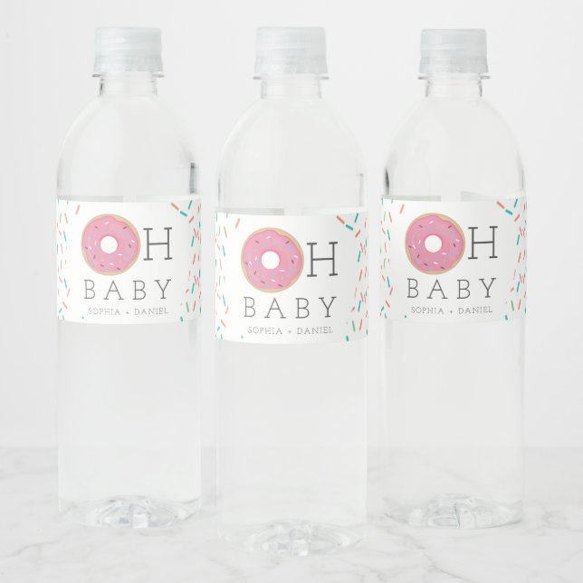 Modern Donut Baby Shower Water Bottle Labels (Bottles)