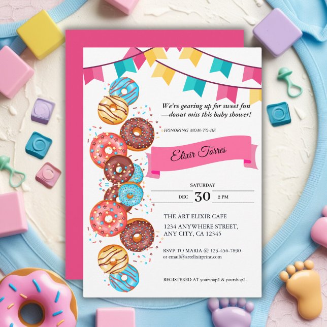 Modern Donut Baby Sprinkles Baby Shower Invitation (Creator Uploaded)