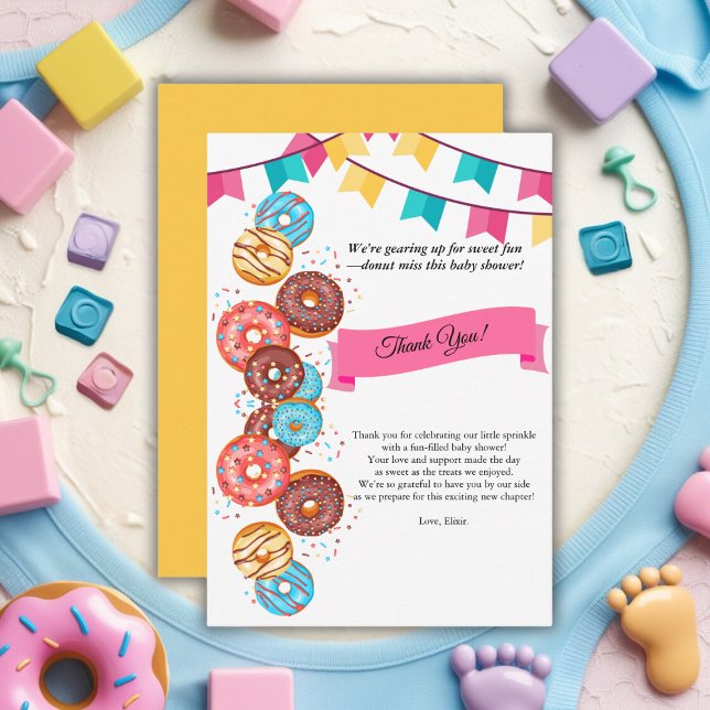 Modern Donut Baby Sprinkles Baby Shower Thank You Card (Creator Uploaded)