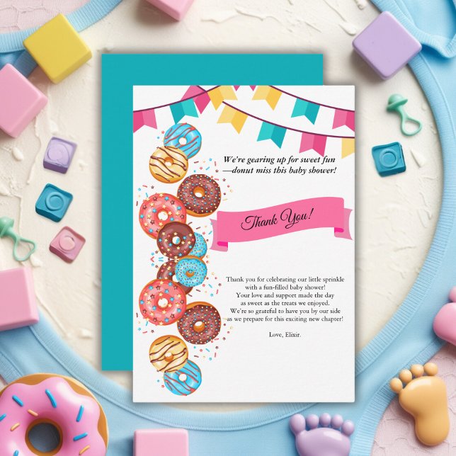 Modern Donut Baby Sprinkles Baby Shower Thank You Card (Creator Uploaded)