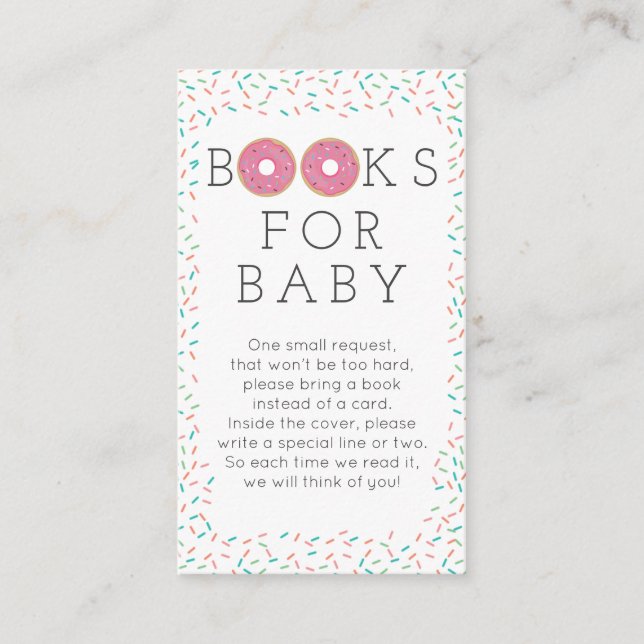Modern Donut Book Request Baby Shower Card (Front)