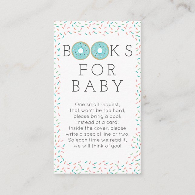 Modern Donut Book Request Baby Shower Card (Front)