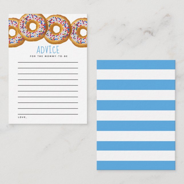 Modern Donut Boys Baby Shower Sprinkle Advice Card (Front/Back)