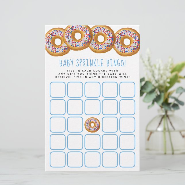 Modern Donut Boys Baby Shower Sprinkle Bingo (Standing Front)