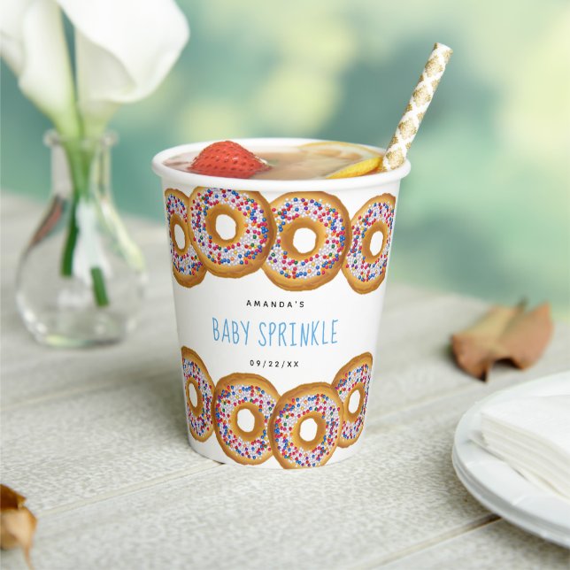 Modern Donut Boys Baby Shower Sprinkle Paper Cups (Insitu)