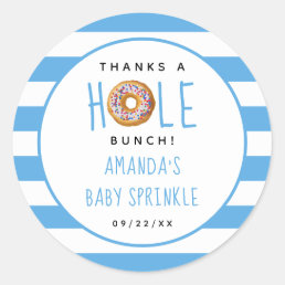 Modern Donut Boys Baby Shower Sprinkle Thank You Classic Round Sticker