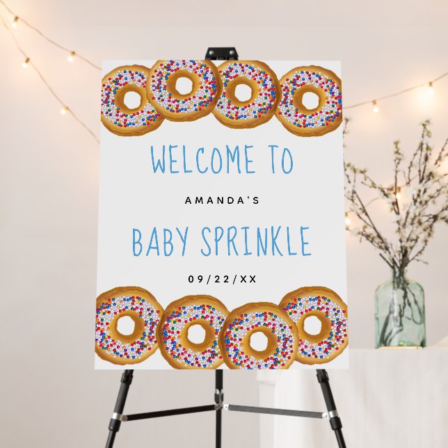 Modern Donut Boys Baby Shower Sprinkle Welcome Foam Board (In Situ (Stand))