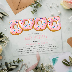 Modern Donut Girls Baby Shower Sprinkle Acrylic Invitations