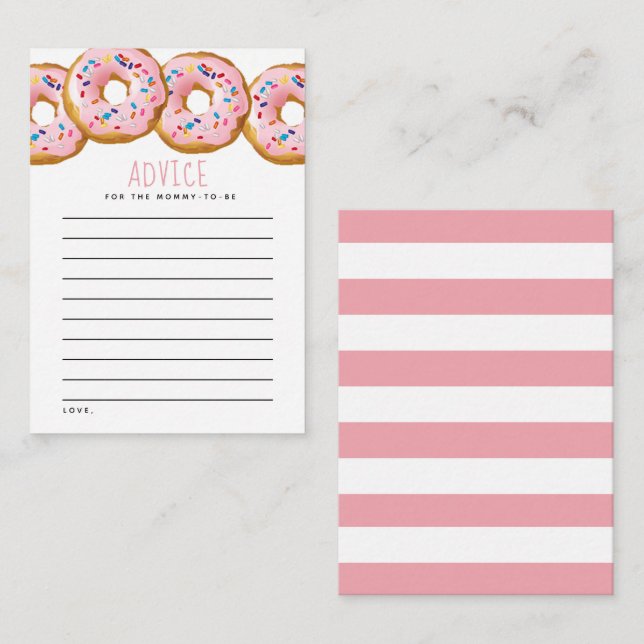 Modern Donut Girls Baby Shower Sprinkle Advice Card (Front/Back)