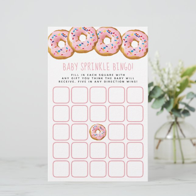 Modern Donut Girls Baby Shower Sprinkle Bingo (Standing Front)