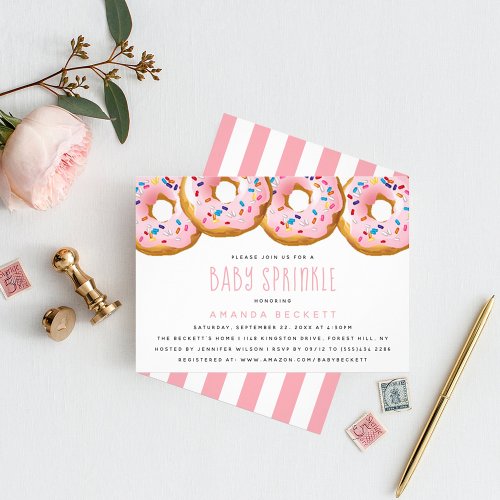 Modern Donut Girls Baby Shower Sprinkle Invitation