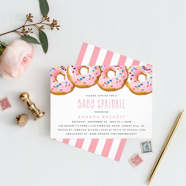 Modern Donut Girls Baby Shower Sprinkle Invitation (Creator Uploaded)
