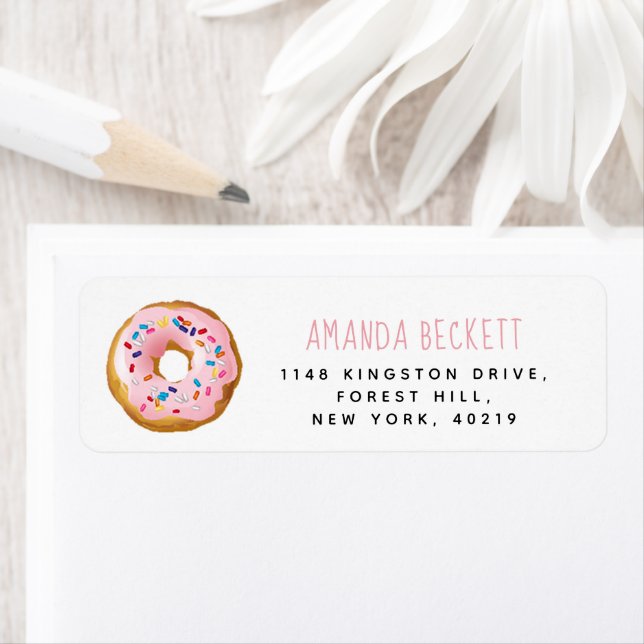 Modern Donut Girls Baby Shower Sprinkle Label (Insitu)