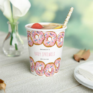 Modern Donut Girls Baby Shower Sprinkle Paper Cups
