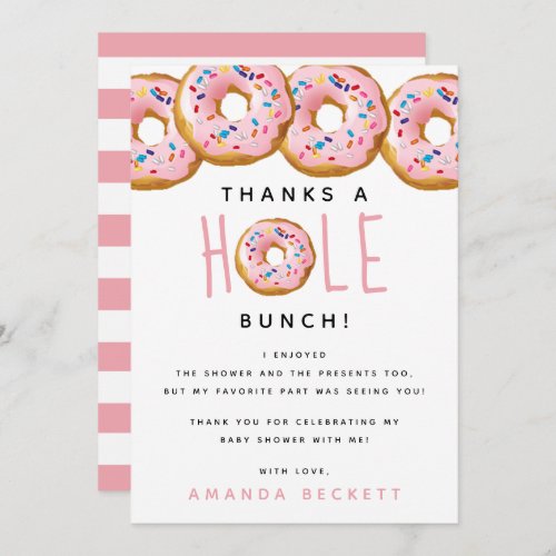 Modern Donut Girls Baby Shower Sprinkle Thank You Card