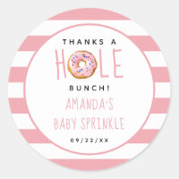 Modern Donut Girls Baby Shower Sprinkle Thank You Classic Round Sticker