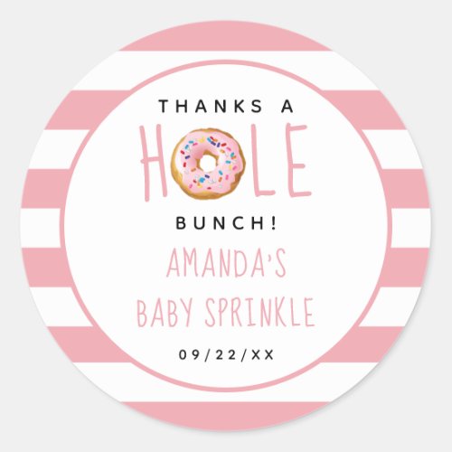 Modern Donut Girls Baby Shower Sprinkle Thank You Classic Round Sticker