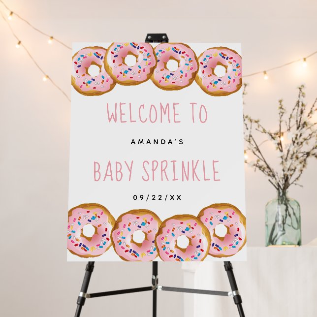 Modern Donut Girls Baby Shower Sprinkle Welcome Foam Board (In Situ (Stand))