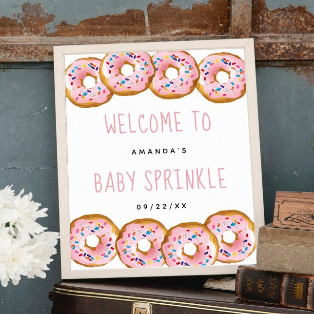 Modern Donut Girls Baby Shower Sprinkle Welcome Poster (Creator Uploaded)