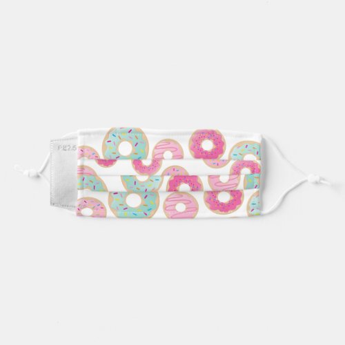 MODERN DONUT PATTERN fun cute colorful pink mint Adult Cloth Face Mask