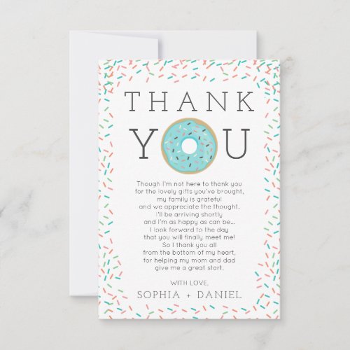 Modern Donut Sprinkles Baby Shower Thank You Card