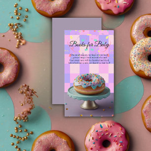Modern Donut Sprinkles Checkered Baby Shower Enclosure Card
