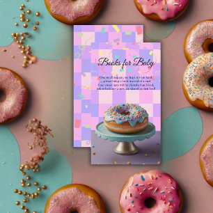 Modern Donut Sprinkles Checkered Baby Shower Enclosure Card