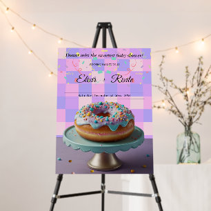 Modern Donut Sprinkles Checkered Baby Shower Foam Board