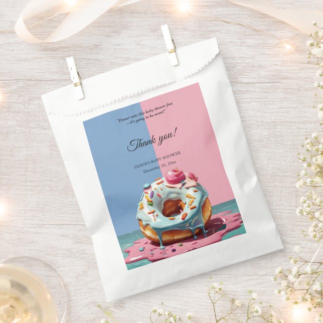 Modern Donut Sprinkles Gender Neutral Baby Shower Favor Bag (Clipped)