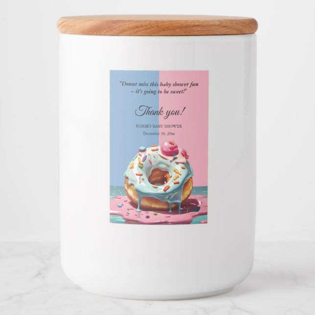 Modern Donut Sprinkles Gender Neutral Baby Shower Food Label (Front)