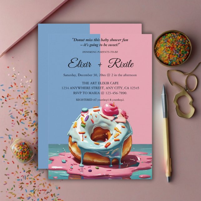 Modern Donut Sprinkles Gender Neutral Baby Shower Invitation (Creator Uploaded)