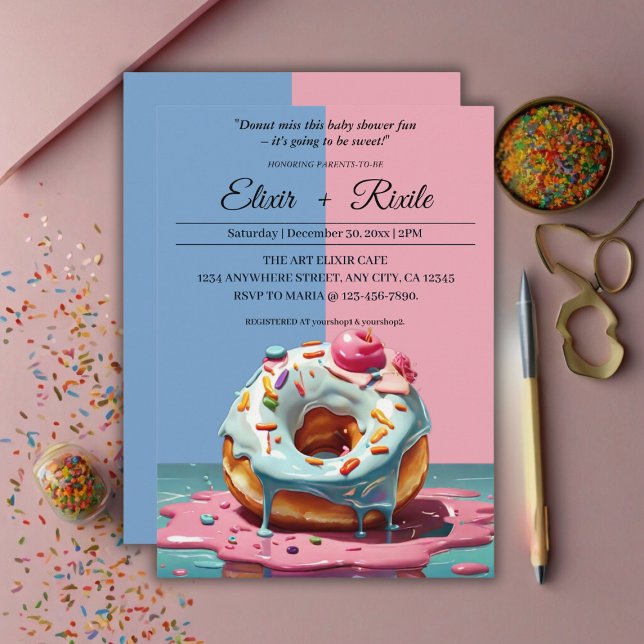 Modern Donut Sprinkles Gender Neutral Baby Shower Invitation (Creator Uploaded)