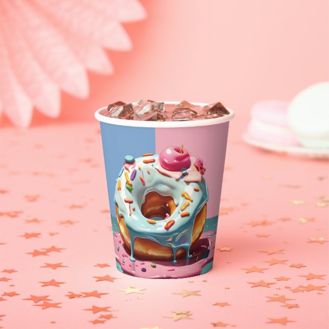 Modern Donut Sprinkles Gender Neutral Baby Shower Paper Cups (Insitu)