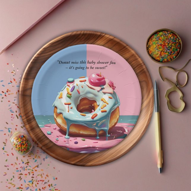 Modern Donut Sprinkles Gender Neutral Baby Shower Paper Plates (Creator Uploaded)