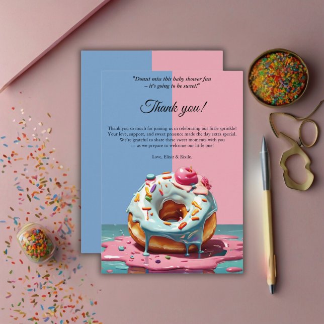 Modern Donut Sprinkles Gender Neutral Baby Shower Thank You Card (Creator Uploaded)