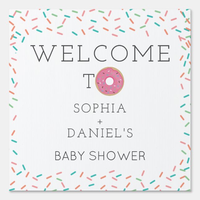 Modern Donut Welcome Sign and Favor Sign (Front)