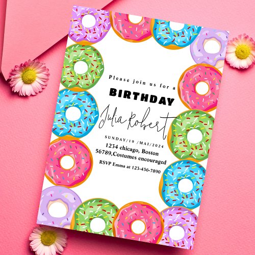 modern donuts baking colorful cream BIRTHDAY Invitation