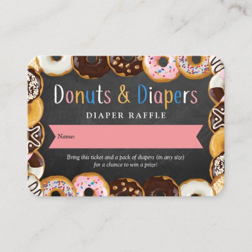 Modern Donuts  Diapers Baby Shower Sprinkl Raffle Enclosure Card