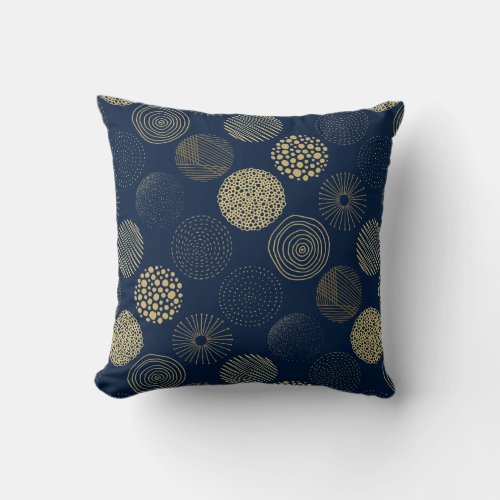 Modern doodle circles pattern throw pillow