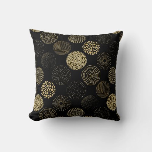 Modern doodle circles pattern throw pillow