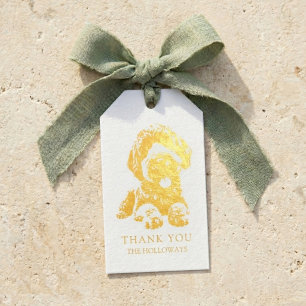 Modern Doodle Dog Wedding Favor Foil Gift Tags