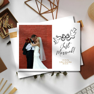 Modern Doodle Elopement Photo Announcement