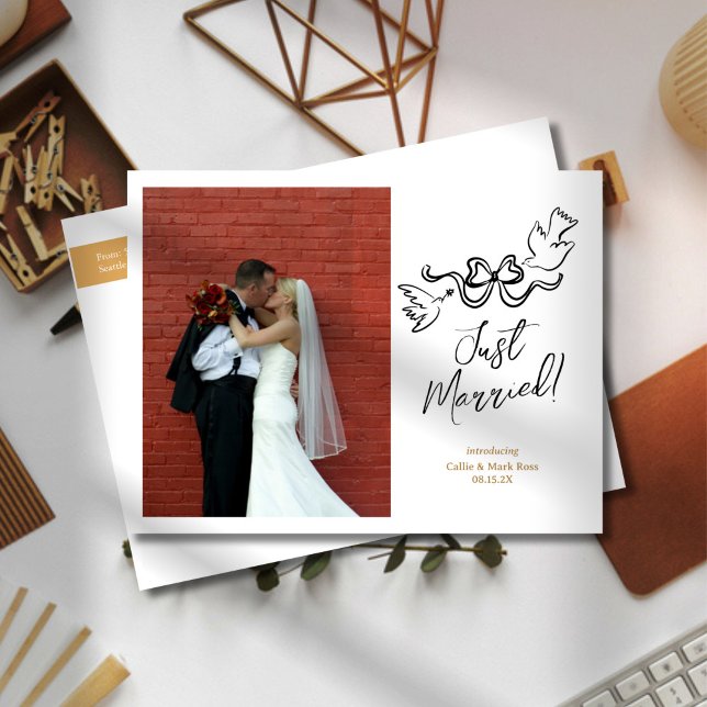 Modern Doodle Elopement Photo Announcement (Creator Uploaded)