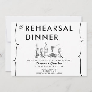 Modern Doodle Italian Food Rehearsal Dinner Invitation